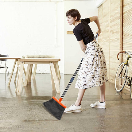 Broom and Dustpan Set Self Cleaning, Long Handle Dustpan with Cleaning Teeth