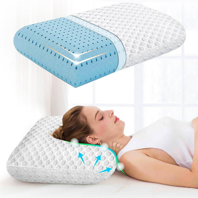 Side Sleeper Pillow, Cooling Memory Foam Pillow with Gel, Ergonomic Pillow for Neck Support and Back Sleepers