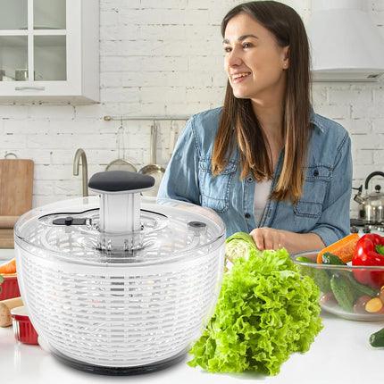 Large Salad Spinner, One Handed Lettuce Spinner with 6.3 Qt Bowl and Basket, Vegetable Washer and Dryer