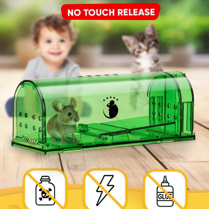 Humane Mouse Traps, 4 Pack Live Mouse Trap with No Touch Release