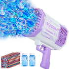 Bubble Gun Blaster Toy with 69 Holes, Bubble Blaster Gun with LED Lights and Small Fan, Rechargeable Bubble Machine Gun
