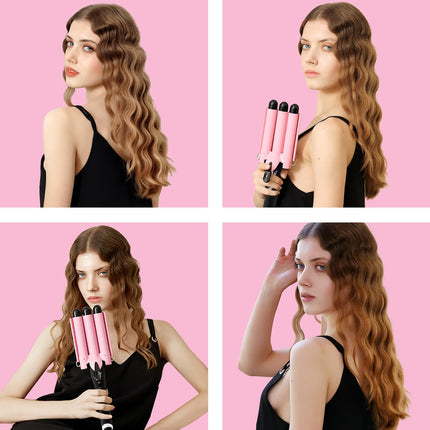 3 Barrel Curling Iron, Ceramic Curling Iron with LCD Display