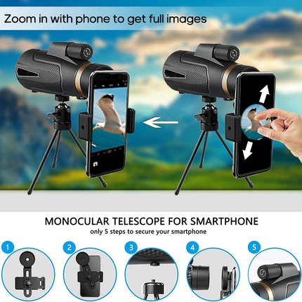 Monocular Telescope with Phone Holder and Tripod, Bird Watching Monocular – image 5