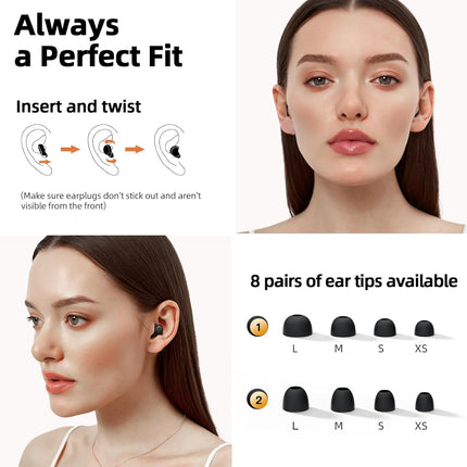 Noise Cancelling Ear Plugs for Sleeping, Silicone Ear Plugs with 45 dB Noise Reduction
