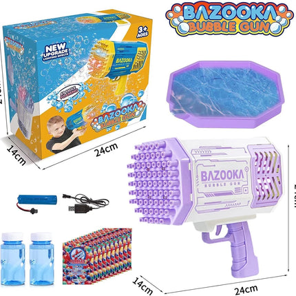 Bubble Blaster Gun with LED Lights and Small Fan, Rechargeable Bubble Machine Gun