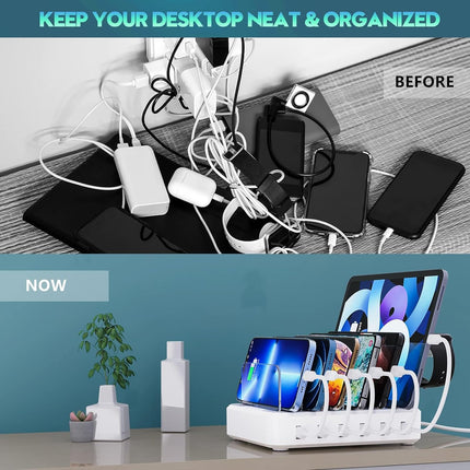 Charging Station for Multiple Devices, 6 Port USB Charging Station with Fast Charger Cables for Home and Office – image 7