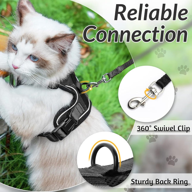 Cat Harness and Leash Set, Escape Proof Cat Harness for Walks with Mesh Vest