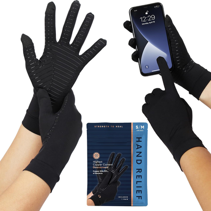 Compression Gloves, Copper Compression Gloves for Arthritis, Open Finger Arthritis Gloves with Non Slip Palms