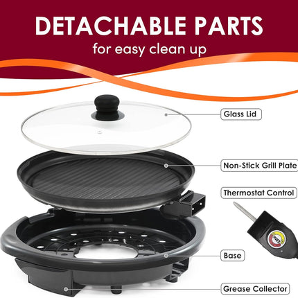 BBQ Grill for Indoor Use, Smokeless Electric Grill with Adjustable Thermostat – image 4