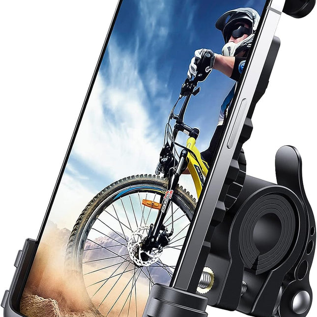 Motorcycle Phone Mount, Locking Handlebar Phone Holder for Motorcycle, 360 Rotation Bike Phone Mount for Scooters