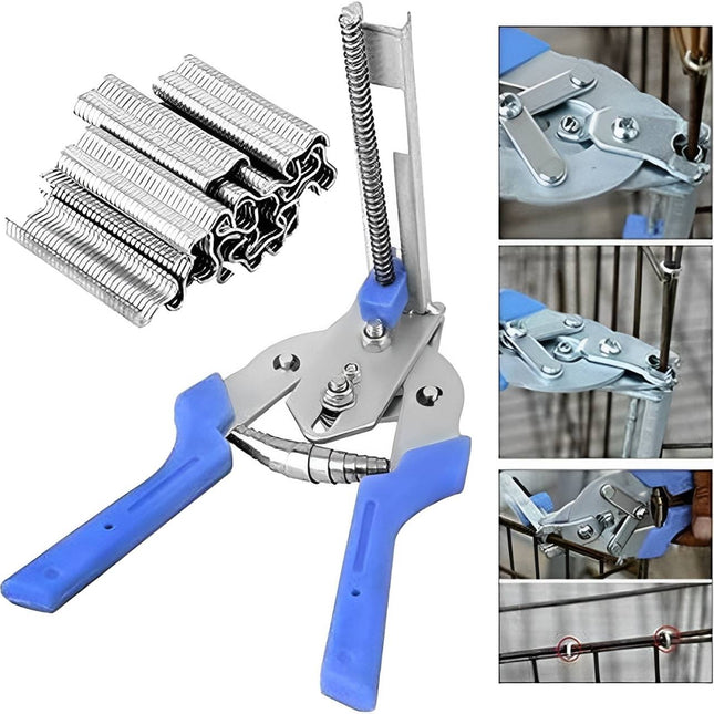 Semi Automatic Hog Ring Pliers with 600 M Clips, Hog Ring Tool for Cages and Fencing