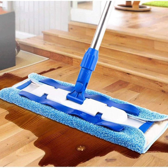 Floor Cleaning Mop with 360 Degree Swivel Head, Dust Mop with Reusable Pads, Flat Mop for Hardwood Floors and Tile