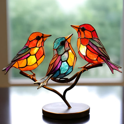 Bird Ornaments for Desk, Colorful Birds on Branch Desktop Ornament in Acrylic – image 8