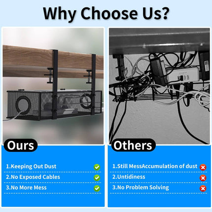Under Desk Drawer with Clamp Mount, Desk Organizer with Cable Management – image 4