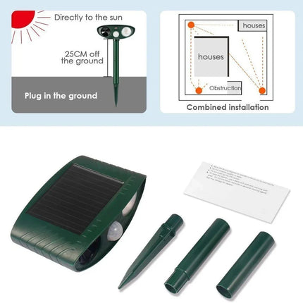 Squirrel Repellent for Yard and Garden, Solar Powered Chipmunk Repellent with Two Ultrasonic Speakers – image 6