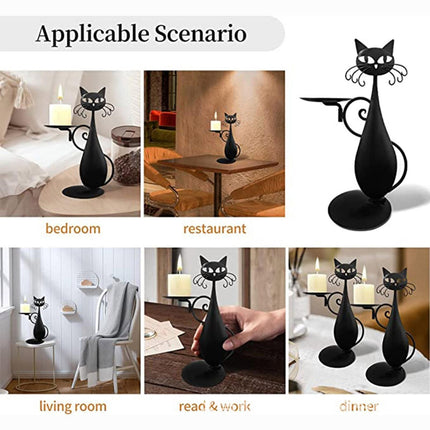 Cat Candle Holder Black Iron, Black Candle Holder – image 7