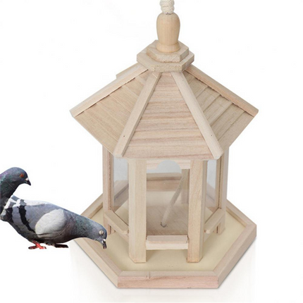 Bird Feeders for Outside, Wooden Hanging Bird Feeder for Large Birds – image 6