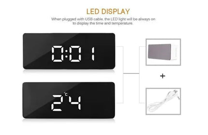 Digital Alarm Clock with Mirror and Nightlight, Battery Alarm Clock – image 7