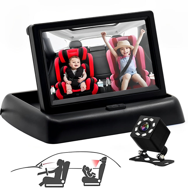 Baby Monitor Camera for Car, Wireless Infant Car Camera with Night Vision, Car Seat Camera with LCD Display