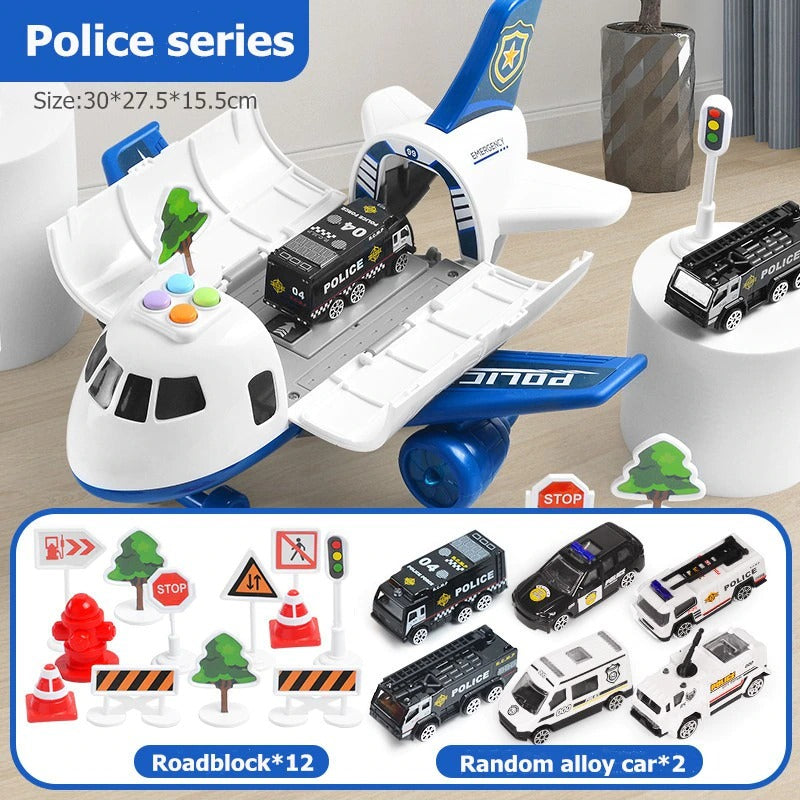 Tuzwa Airplane Toy Set for Kids – 20-Piece Friction-Powered Airport Playset with Vehicles & Sound, Ages 3–12