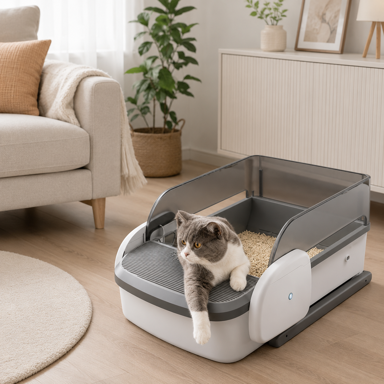 Tuzwa Smart self cleaning cat litter box | Self-Cleaning Large Capacity Cat Toilet with Odor Control for Multi-Cat Homes