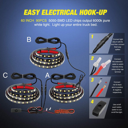 Truck Bed Lights 12V 5050 SMD LED Strip with Switch, Automotive LED Strip – image 6
