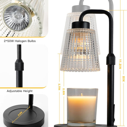 Candle Warmer Lamp, Halogen Bulb Lamp with Glass Shade