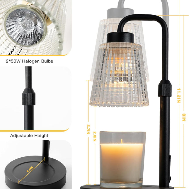 Candle Warmer Lamp, Halogen Bulb Lamp with Glass Shade