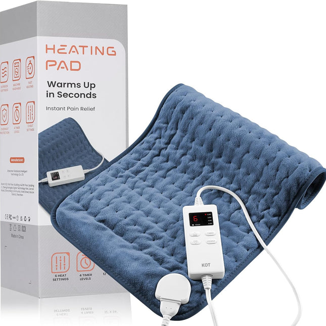 Massaging Heating Pad for Back Pain, Electric Heating Pad for Cramps, Heating Pad for Arthritis with 6 Heat Settings