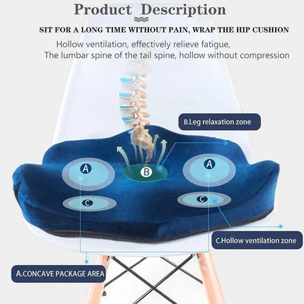 Memory Foam Seat Cushion for Lower Back Pain Relief, Non Slip Office Chair and Car Seat Riser Pad, 16 x 13 x 4 Inch