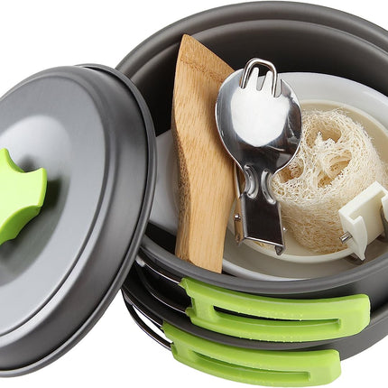 Camping Pots and Pans, Camping Cookware Set for Backpacking with Nonstick Aluminum Pot