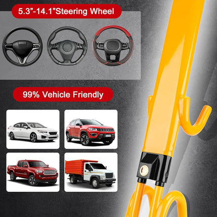 Steering Wheel Lock for Car Anti Theft, Car Steering Wheel Lock with 4 Locking Hooks and 3 Keys – image 6