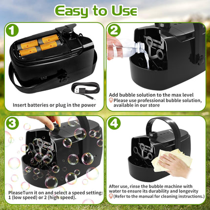 Bubble Machine Blower with 6 Wands, Portable Bubble Machine for Kids and Pets – image 4