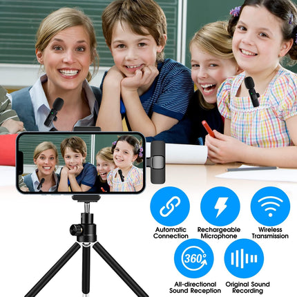 Wireless Microphone 2 Pack, Wireless Lavalier Microphone for Phone and Tablet – image 7