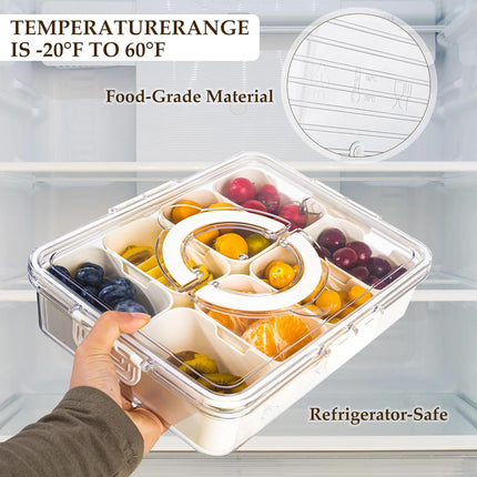 Divided Serving Tray with Handle, 8 Compartment Snack Tray