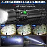 Tuzwa Rechargeable Tactical LED Flashlight – Adjustable Zoom, 5 Light Modes, LCD Battery Display, IPX5 Water Resistant