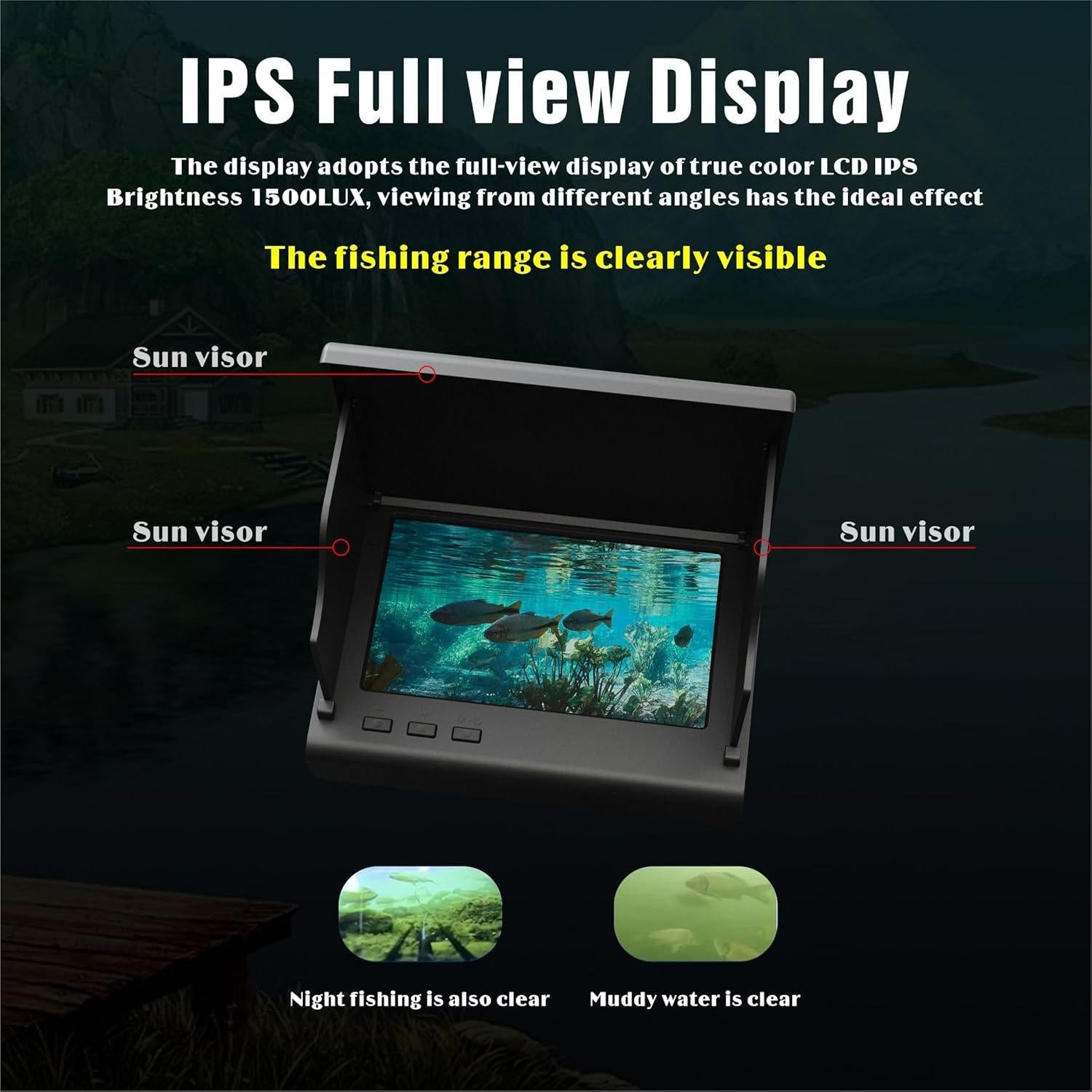 Tuzwa Underwater Fishing Camera – 4.3" LCD Fish Viewing System, 98FT Cable, Night Vision, 5000mAh Battery, Depth & Temperature Display