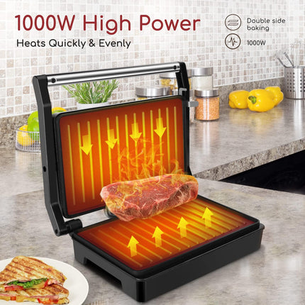 Panini Press Sandwich Maker, Panini Grill for Sandwiches and Burgers