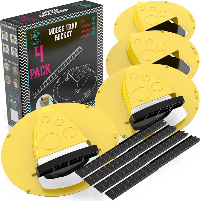 Mouse Traps, 4 Pack Bucket Lid Rat Traps for 5 Gallon Bucket, Reusable Bucket Mouse Trap with Auto Reset