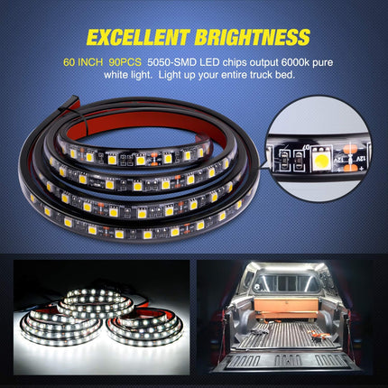 LED Light Strip for Truck Bed 60 Inch 3 Pack, Truck Bed Lights 12V 5050 SMD LED Strip with Switch