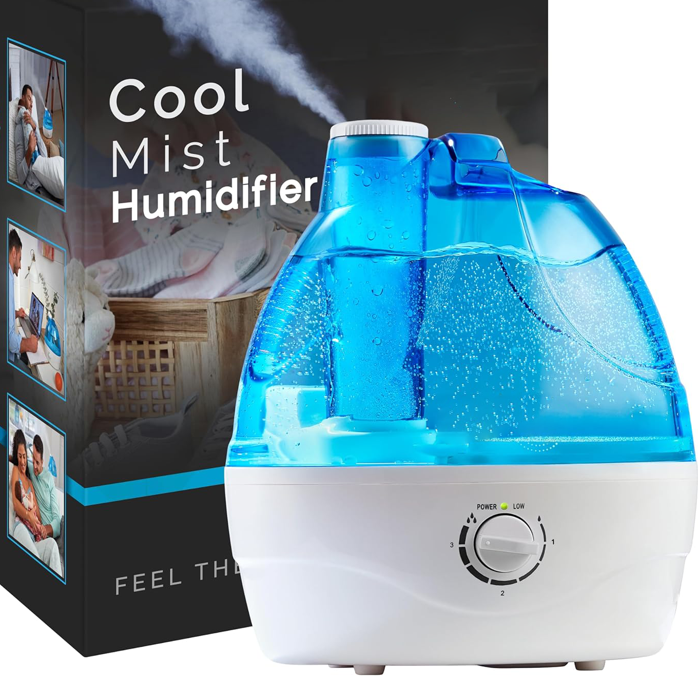 Tuzwa Cool Mist Humidifier – 2.2L Ultrasonic Humidifier with 360° Nozzle, Adjustable Mist, 24+ Hour Runtime & Auto Shutoff