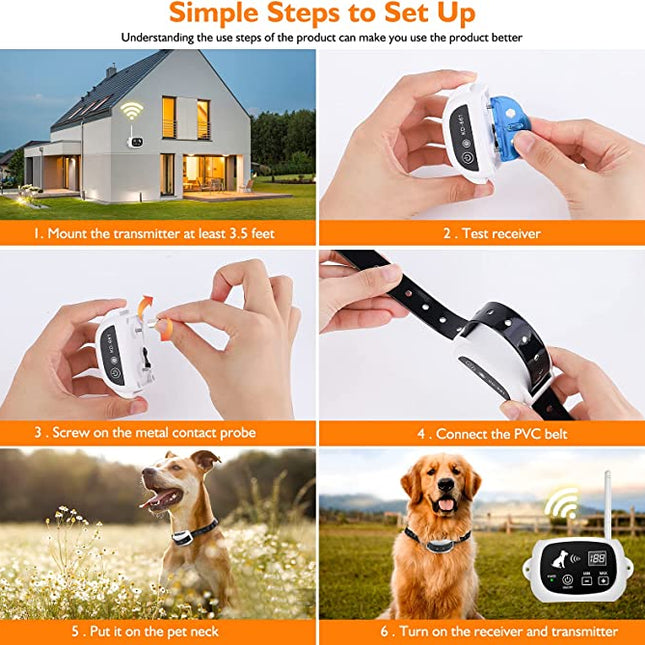 Wireless Dog Fence with Collar, Invisible Dog Fence for Small and Large Dogs