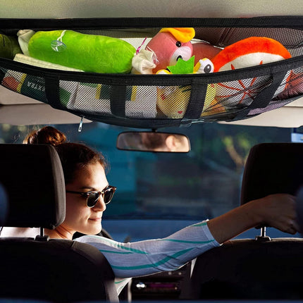 Car Ceiling Cargo Net with Zipper, Car Roof Storage Net with Buckles – image 4