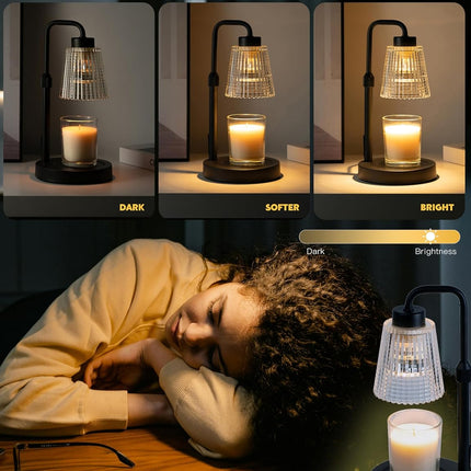 Candle Warmer Lamp, Metal Base and Glass Shade – image 4