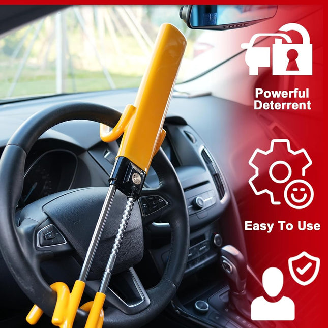 Steering Wheel Lock for Car Anti Theft, Car Steering Wheel Lock with 4 Locking Hooks and 3 Keys