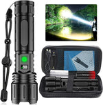 Tuzwa Rechargeable Tactical LED Flashlight – Adjustable Zoom, 5 Light Modes, LCD Battery Display, IPX5 Water Resistant