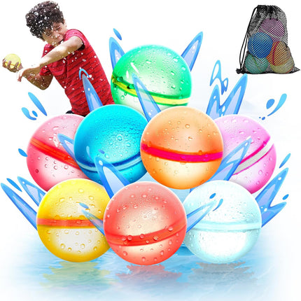 Reusable Water Balloons 8 Pack, Self Sealing Water Fight Balloons