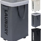 Collapsible Laundry Basket with Wheels, Rolling Laundry Hamper with Mesh Liner Bag, Canvas Laundry Cart with Brakes