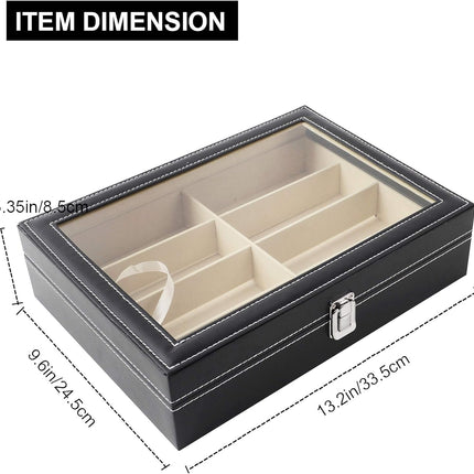 Glasses Display Case, 8 Slot Sunglasses Organizer Case with Locking Glass Lid – image 6