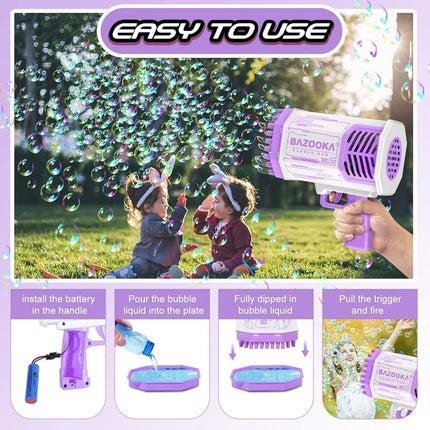 Bubble Gun Blaster Toy with 69 Holes, Rechargeable Bubble Machine Gun